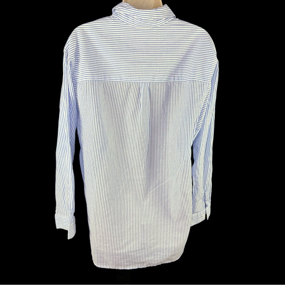 J. McLaughlin Blue and White Striped Tunic Medium Lightweight - Picture 2 of 4